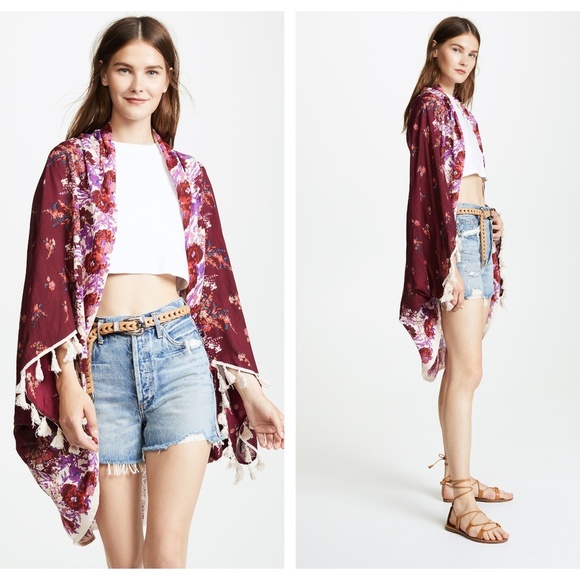 Free People Tops - Free People Bali Wrapped in Blooms Kimono Wrap OS